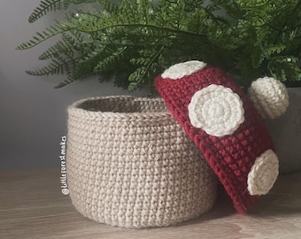Mushroom Toadstool Crochet Basket Storage Organiser Home Decor [DIGITAL PATTERN ONLY] [Downloadable File]