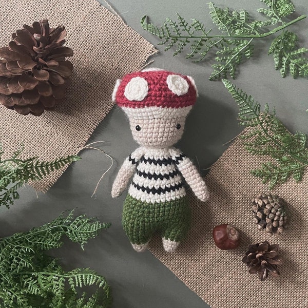 Crochet Melvin the Mushroom Toadstool Amigurumi Doll Plushie Pattern [DIGITAL PATTERN ONLY] [Downloadable File]