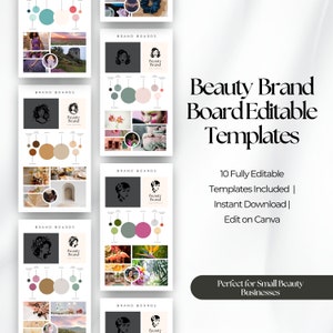 Beauty Brand Board Templates | Canva Templates | Logo Templates | Business Branding Templates | DIY Logo Design | Mood Board Templates