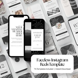 74 Aesthetic Black and White Faceless Instagram Reels for coaches, Instagram Reel Templates Faceless, Templates for Faceless Reels