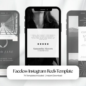74 Aesthetic Black and White Faceless Instagram Reels for coaches, Instagram Reel Templates Faceless, Templates for Faceless Reels