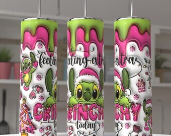 Christmas 3D grumpy green character, 20 oz tumbler digital design