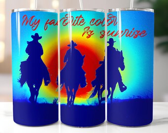 puesta de sol de vaquero, diseño digital de vaso de 20 oz