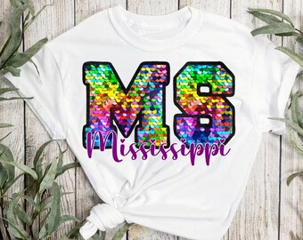 Mississippi faux sequin, digital shirt design