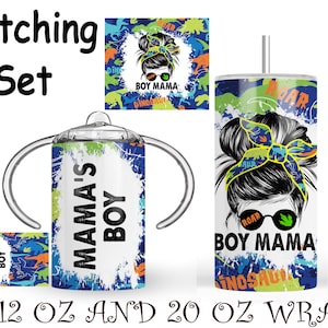 Boy mom matching set, 20 oz tumbler and 12 oz sippy cup digital design
