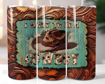vaquero, diseño digital de vaso de 20 oz
