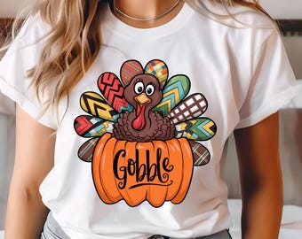 Gobble, digitaal shirtontwerp, afdrukbare afbeelding, dtf png, shirt png, herfst png, kalkoen png, thanksgiving png