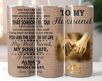 To my husband and to my wife 2 pack, 20 oz tumbler digital design