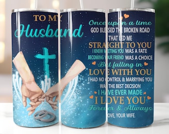 To my husband and to my wife 2 pack, 20 oz tumbler digital design