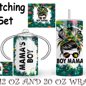 Boy mom matching set, 20 oz tumbler and 12 oz sippy cup digital design