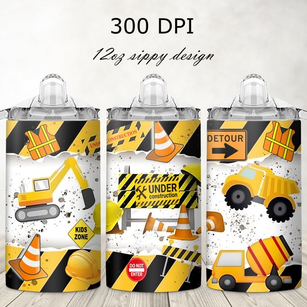 construction crew, 12 oz sippy cup digital design