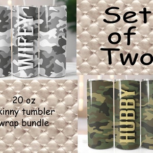 wifey and hubby 2 pack, 20 oz tumbler digital design