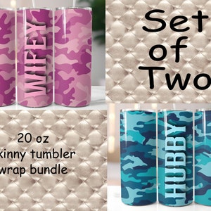 wifey and hubby 2 pack, 20 oz tumbler digital design