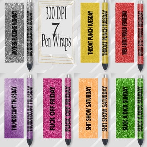Adult 7 days of the week, pen wrap digital bundle