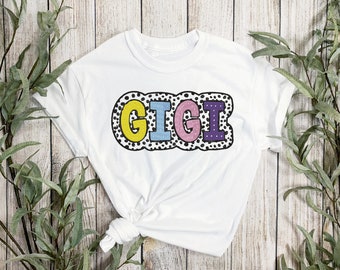 Faux embroidery Gigi, digital shirt design