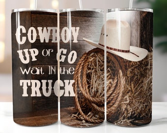 vaquero arriba, diseño digital de vaso de 20 oz