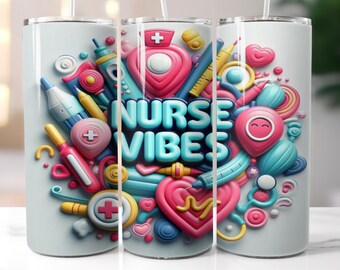 Nurse vibes, 20 oz tumbler digital design, nursing png, nurse png, healthcare png