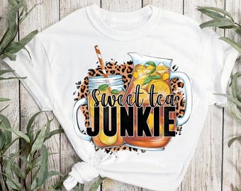 sweet tea junkie, digital shirt design, tea png, southern png, country png