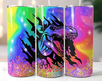Dino mamá, diseño digital de vaso de 20 oz