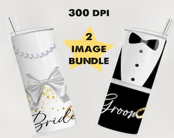 Bride and Groom 2 pack, 20 oz tumbler digital design