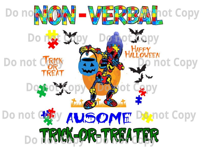 Non Verbal Autism Halloween, Digital Shirt Design Etsy