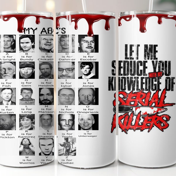 ABC serial killers, 20 oz tumbler digital design