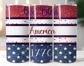 Gud välsigne Amerika, digital design av 20 oz tumbler