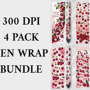 Cherry and coquette bows pen wraps, pen wrap digital bundle