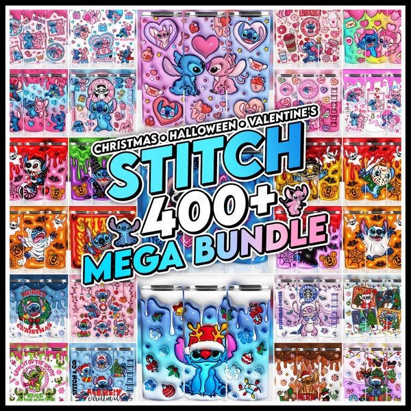 400+ Stitch Tumbler Bundle, Cartoon Tumbler, Stitch Sublimation, 300 DPI PNG Download