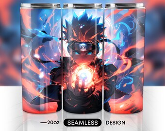 Emballage de gobelet anime pour gobelet skinny 20 oz, Design par sublimation PNG, emballage sans couture, téléchargement numérique