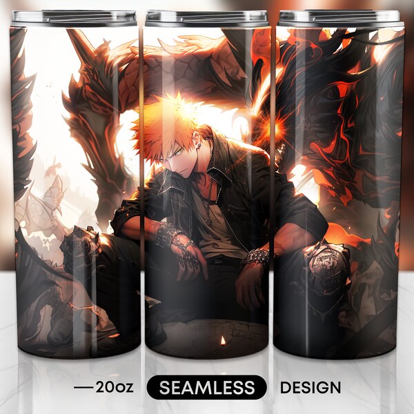 Anime Tumbler Wrap for 20 oz Skinny Tumbler, PNG Sublimation Design, Seamless Wrap, Digital Download