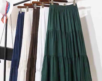Cotton Linen Renaissance Skirt, Large Hem Renaissance Skirt Dress, Solid Color Ren Faire Medieval Skirt, Women Ren Faire Fairy Skirt Costume