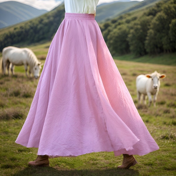Cottage Core Renaissance Skirt, Medieval Linen Renaissance Skirt, Ren Faire Travel Skirt Dress, Renaissance Skirt Dress Costume