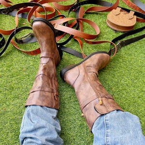 Brown Medieval LARP Boots, Women Pirate Boots, Brown Pirate Shoes, Viking Cosplay Shoes, Renaissance Boots, Renaissance Footwear