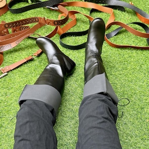 Black Renaissance Boots, Vintage Knight Boots, Knight Boots Pirate Shoes, Men’s Barefoot Boots, Ren Faire Medieval Boots Cosplay