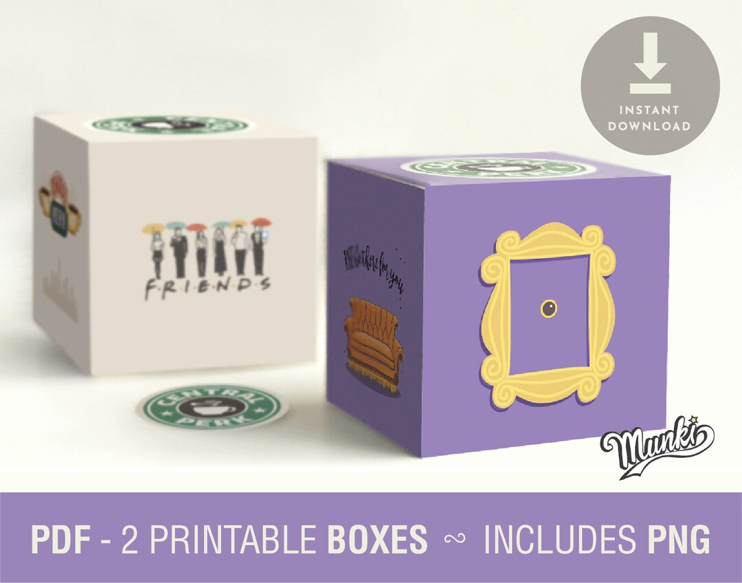Friends 90s TV Show Party Favor, PDF and JPG Treat Boxes, Cricut ...