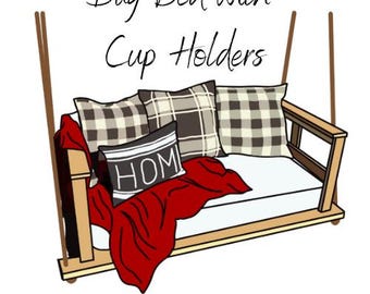 Day Bed Building Plans with Cup Holder, Porch Swing, Beginner, Rope Swing, Blueprints, Patio Swing, Hanging Bed Plans, Crib Size Porch Swing