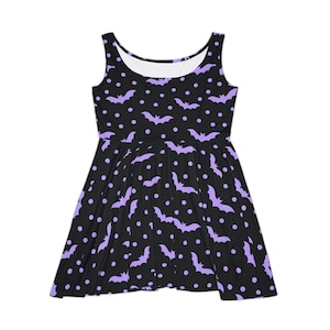 Pastell Goth Fledermaus Skater Kleid, Halloween-Kostüm für Damen, Fantasy Ärmelloses Kleid, Gothic Outfit für Cosplay, Alternative Modekleidung