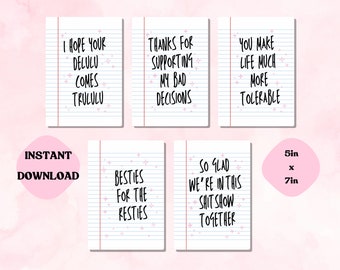 Trendy Galentine's Day Foldable Cards Bundle | Instant Download | Printable Valentines Day Cards For Your Besties | Minimalist Aesthetic |