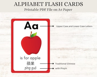 Alphabet with Traditional Chinese Flash Cards
