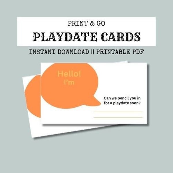 Charming Orange Playdate Invitation Card, Printable Digital Download, Kids Meetup Invite, Instant Download Playdate Card, Easy Play date