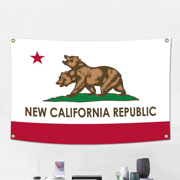 Nueva bandera de la República de California Bandera Ncr Bandera / Bandera Bandera Meme Bandera Divertido Tapiz Póster Lienzo Imagen Obra de arte Regalo Luz Vintage