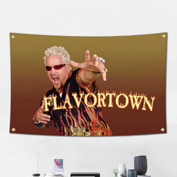Guy Fieri Flag Banner Flavortown Flag | Flag Banner Meme Flag Funny Tapestry Poster Canvas Picture Artwork Gift Light Vintage