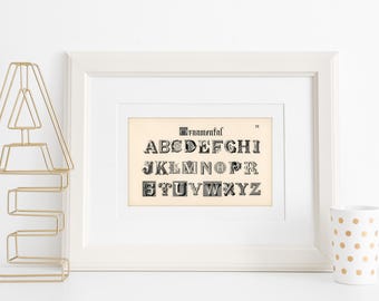 DIGITAL DOWNLOAD - Vintage Old World Ornamental Fonts from Draughtsman's Alphabets Printable Poster