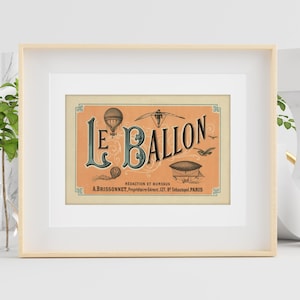DIGITAL DOWNLOAD - Vintage Old World Le Ballon Luftschiff druckbare Poster