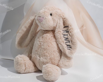 Conejo de peluche personalizado: regalo ideal para baby shower / juguete de conejito de Pascua bordado personalizado / muñeca de conejito suave para recién nacidos y niños
