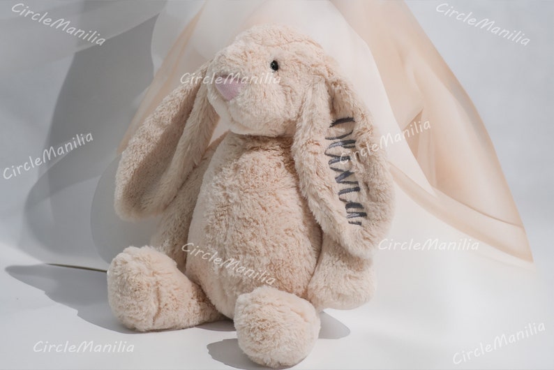 Coniglietto di peluche personalizzato: regalo ideale per il baby shower / Coniglietto pasquale ricamato personalizzato / Coniglietto morbido per neonati e bambini immagine 1