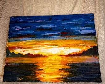 Abstract sunset  oil painting