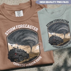 Temporada de tornados de 2026 (PNG) / Diseño de camiseta de cazador de tormentas / Descarga digital de pronóstico del tiempo