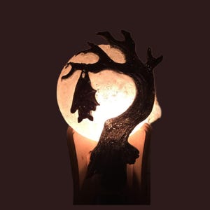 Gothic Vampire Bat Crow Hanging Night Light Halloween Decor for Kids&#39; Rooms Bedroom, Full Moon Feature, Ideal Halloween Gift